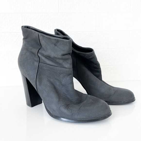 Aldo Womens Nubuck Leather Block Heel Slouchy Ankle Booties Charcoal Size 8.5 - Picture 1 of 9